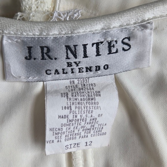 Vintage J.R. Nites Blouse Top Fairy Romantic Cream Lace Ruffle Long Sleeve Sz 12 - Picture 5 of 8